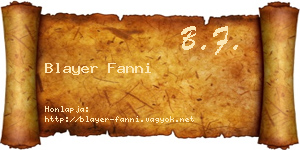 Blayer Fanni névjegykártya